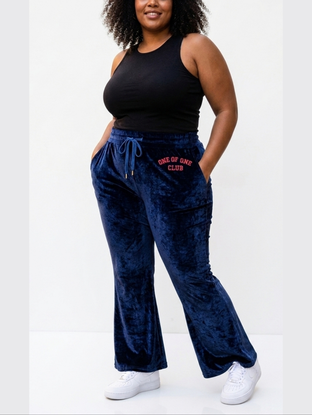 REBDOLLS x FLAWS One of One Club Velour Flair Leg Track Pants Plus Size 1X Blue
